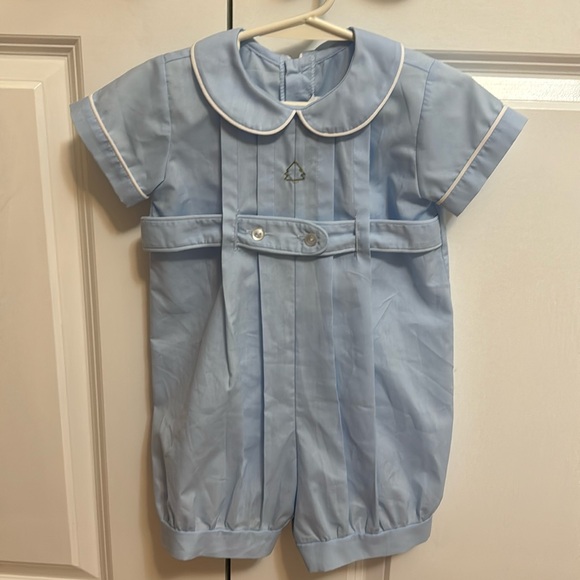 Lullaby Set 18M Blue Christmas Tree Embroidered One Piece - Picture 1 of 5